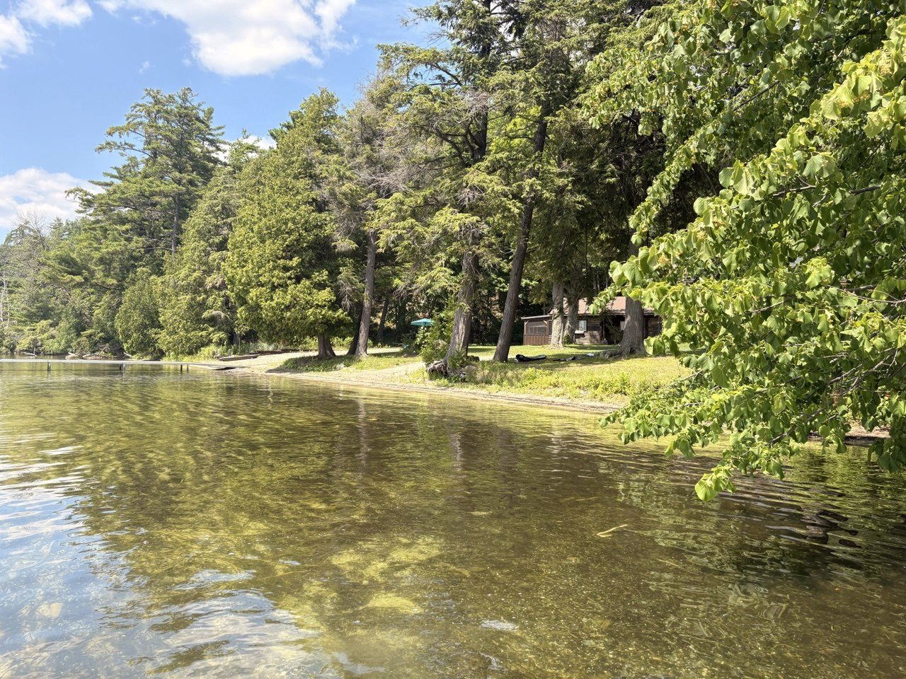 Clear, shallow water along the shoreline