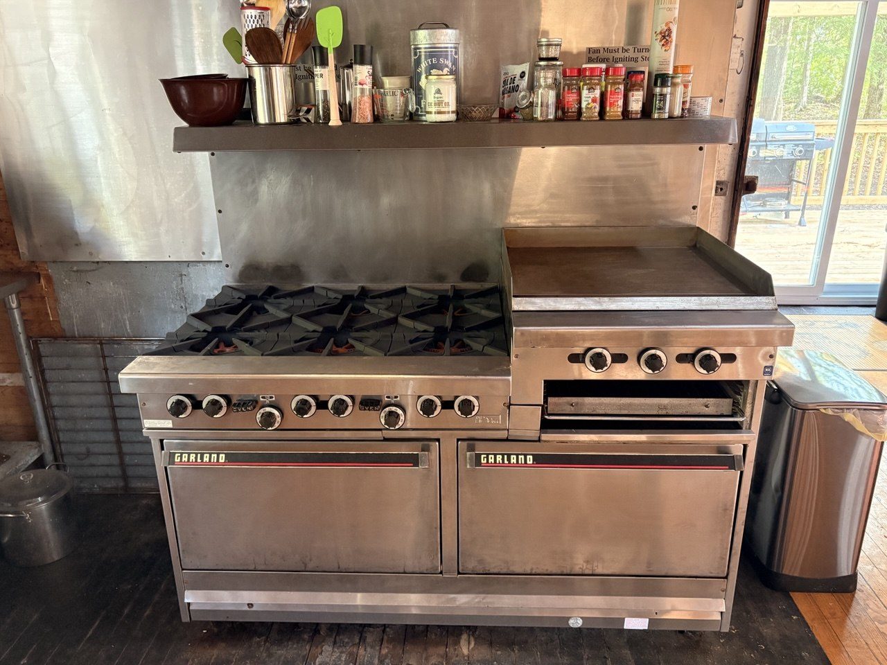 The commercial range in the lodge kitchen